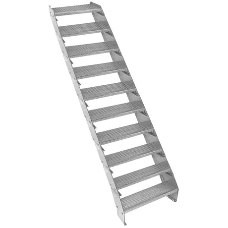 Adjustable 10 Section Galvanised Staircase - 600mm Wide