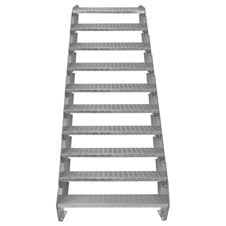 Adjustable 10 Section Galvanised Staircase - 900mm Wide