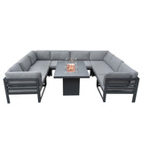 Modular Garden Furniture Set With Fire Pit - Anthracite Grey