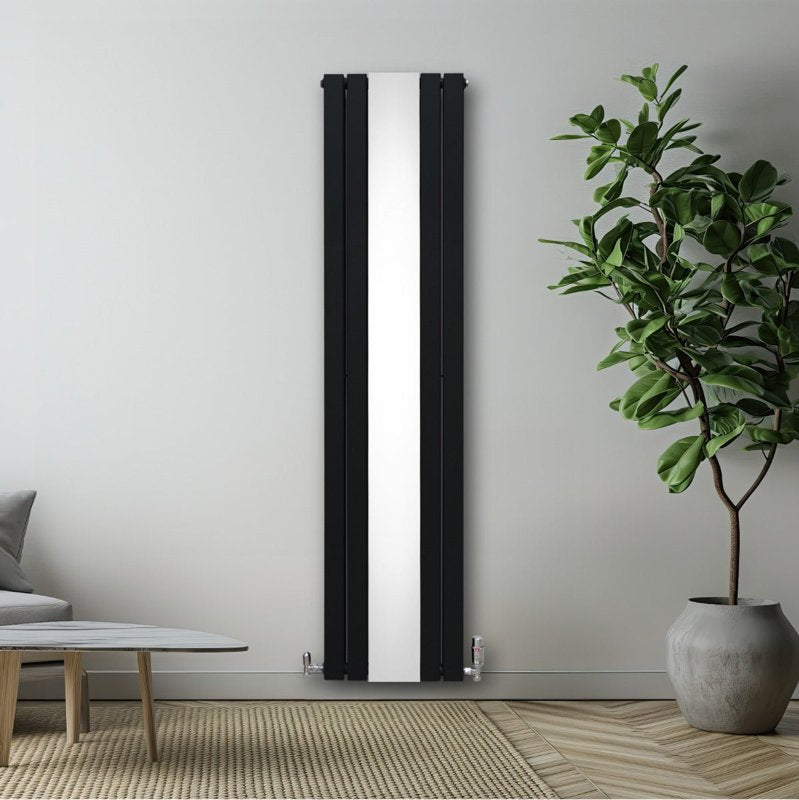 Flat Mirror Radiator - 1800mm x 425mm - Black