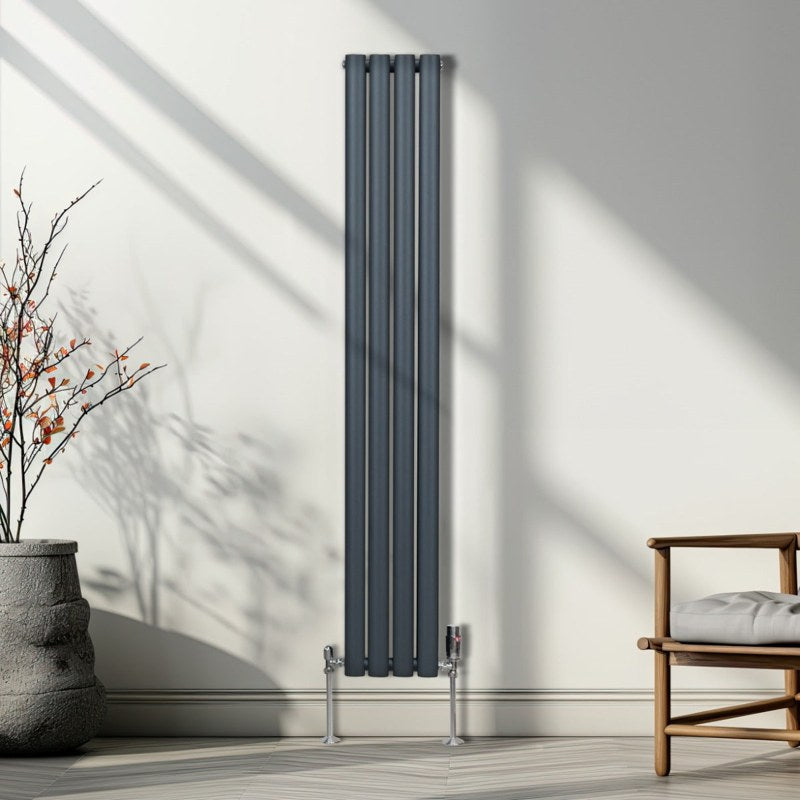 Oval Column Radiator  1600mm x 240mm  Anthracite Grey