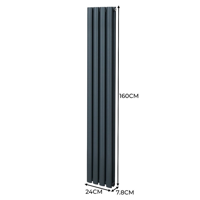 Oval Column Radiator  1600mm x 240mm  Anthracite Grey