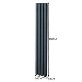 Oval Column Radiator  1600mm x 240mm  Anthracite Grey