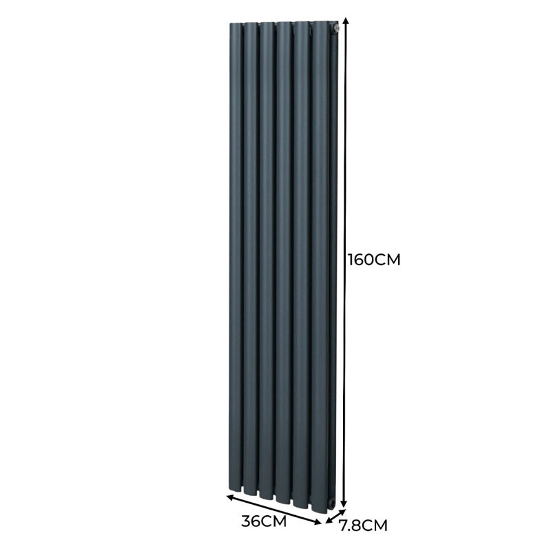 Oval Column Radiator  1600mm x 360mm  Anthracite Grey