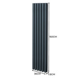 Oval Column Radiator  1600mm x 360mm  Anthracite Grey