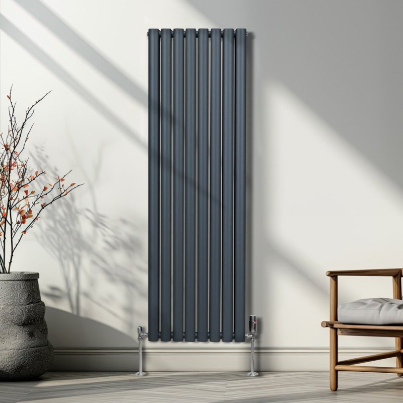 Oval Column Radiator  1600mm x 480mm  Anthracite Grey