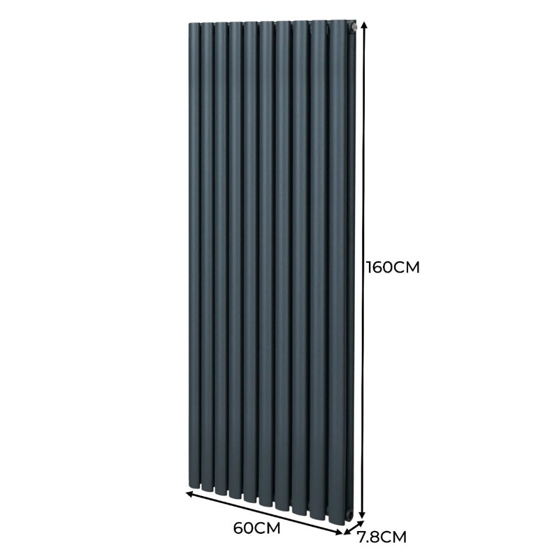 Oval Column Radiator  1600mm x 600mm  Anthracite Grey
