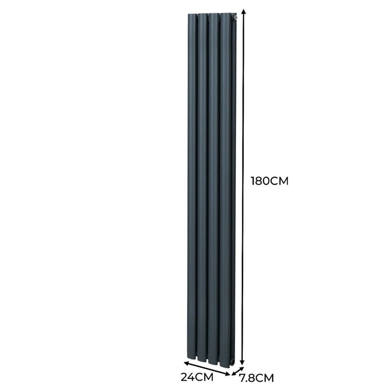 Oval Column Radiator  1800mm x 240mm  Anthracite Grey