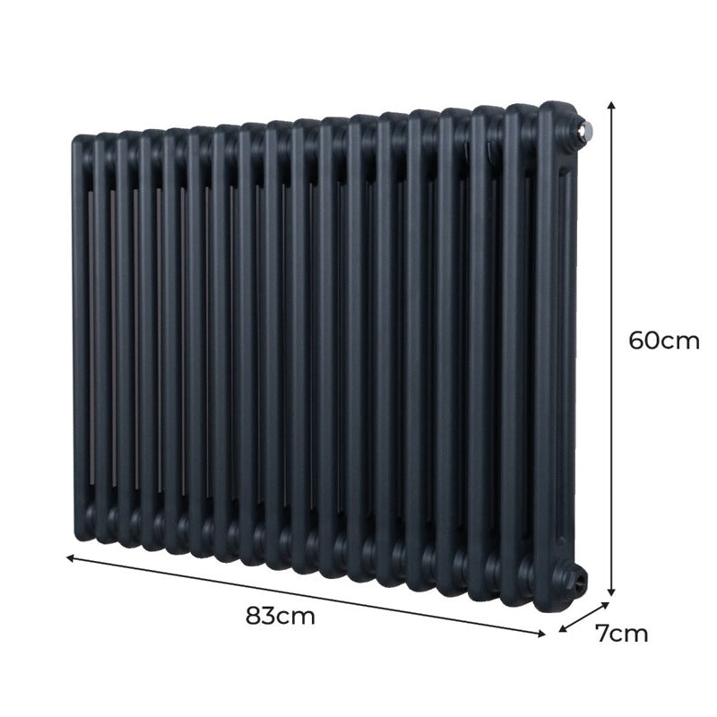 Traditional 2 Column Radiator - 600 x 832mm - Anthracite Grey
