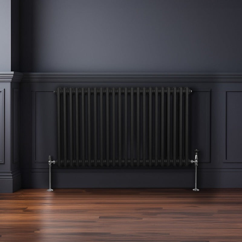 Traditional 2 Column Radiator - 600 x 1012mm - Black