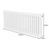 Traditional 3 Column Radiator - 600 x 1192mm - White