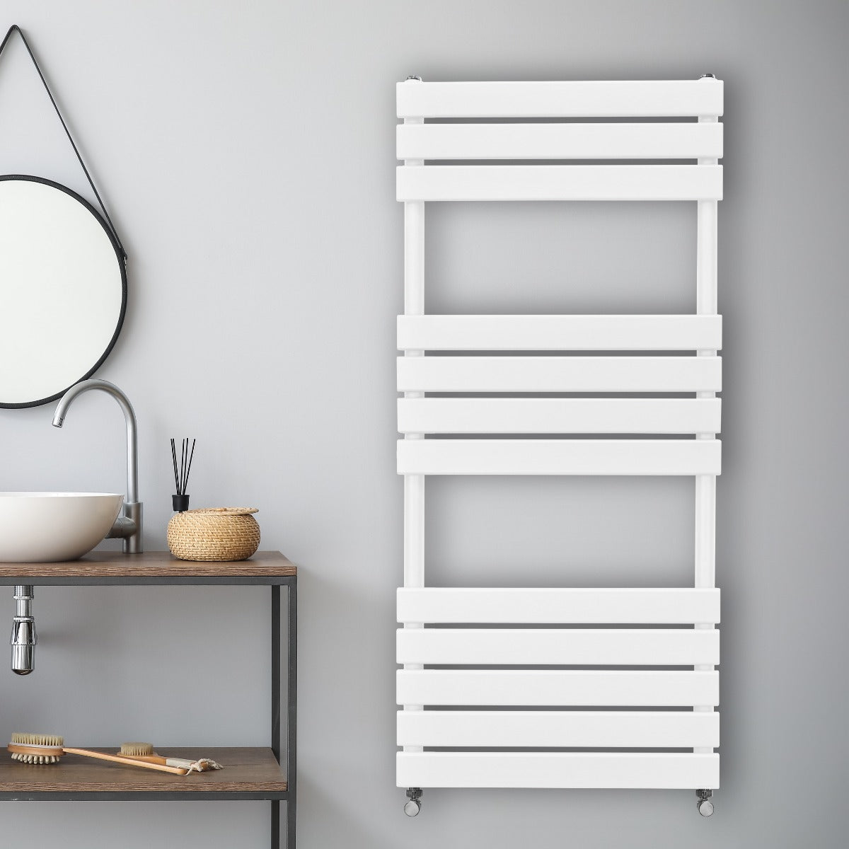 Flat Panel Towel Radiator  1200mm x 500mm  White
