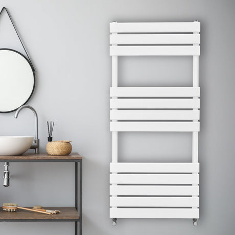 Flat Panel Towel Radiator  1200mm x 500mm  White