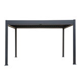Anthracite Aluminium Pergola With White Blinds & LED Lights - 3m x 4m