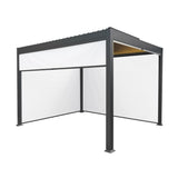 Anthracite Aluminium Pergola With White Blinds & LED Lights - 3m x 3m