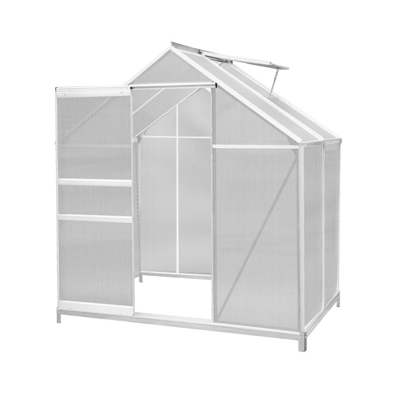 Polycarbonate Greenhouse 6ft x 4ft with Base – Silver