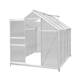 Polycarbonate Greenhouse 6ft x 8ft with Base – Silver