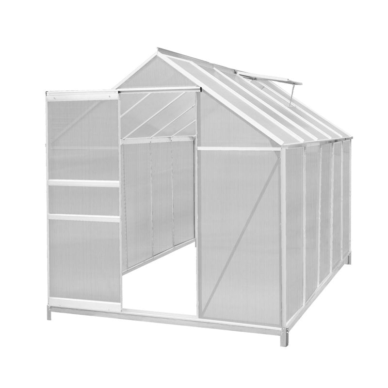 Polycarbonate Greenhouse 6ft x 10ft with Base – Silver