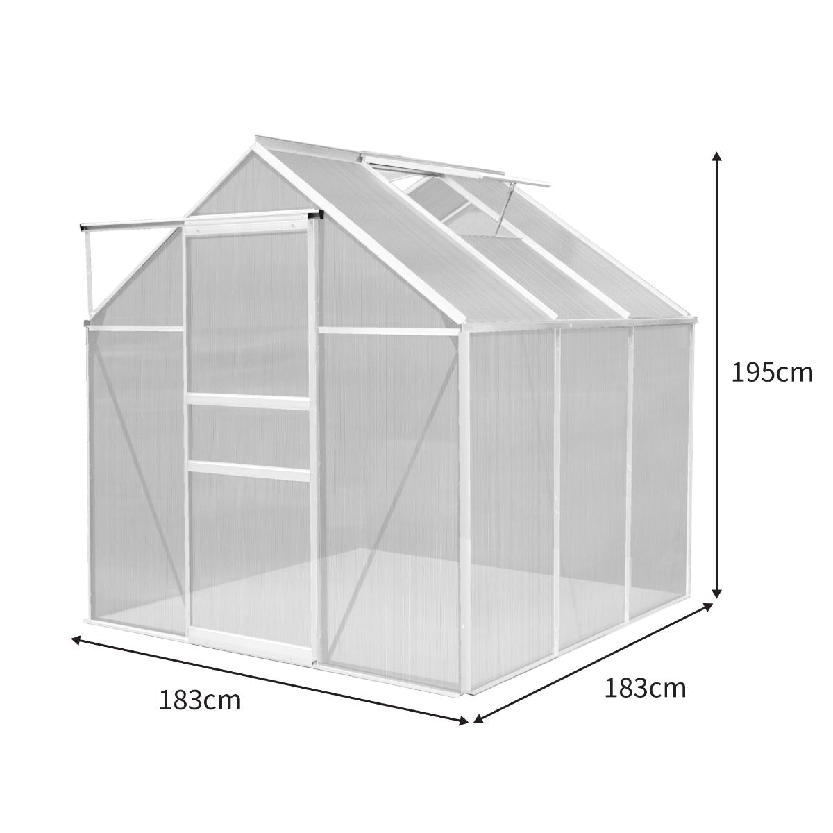 Polycarbonate Greenhouse 6ft x 6ft  Silver