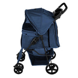 Pet Stroller with Rain Cover – Navy Blue