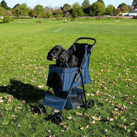 Pet Stroller with Rain Cover  Navy Blue