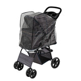 Pet Stroller with Rain Cover – Blue Tartan