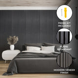 Acoustic Slat Wall Panels x 2  Anthracite Grey