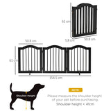 PawHut Freestanding Pet Gate Wooden Dog Gate with Support Feet Foldable Pet Fence Safety Barrier for the House Doorway Stairs Black