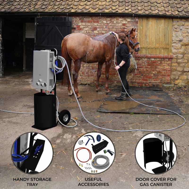 Deluxe Portable Horse Shower - Black