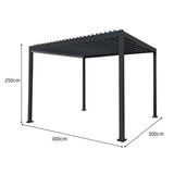 Anthracite Aluminium Pergola With LED Lights - 3m x 3m