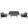 Aluminium 4 Piece Sofa Set - Wood Effect