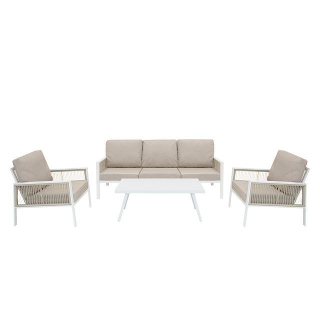 Aluminium 4 Piece Sofa Set - White
