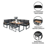 Aluminium Corner Sofa Set - Wood Effect