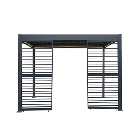 Anthracite Aluminium Pergola With White Blinds & 2 Shutter Panels - 3m x 3m