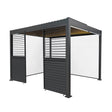 Anthracite Aluminium Pergola With White Blinds, 2 x Side Panels & LED Lights - 3m x 3m