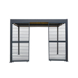Anthracite Aluminium Pergola With White Blinds, 2 x Side Panels & LED Lights - 3m x 3m