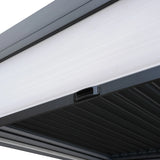 Anthracite Aluminium Pergola With White Blinds, 2 x Side Panels & LED Lights - 3m x 3m