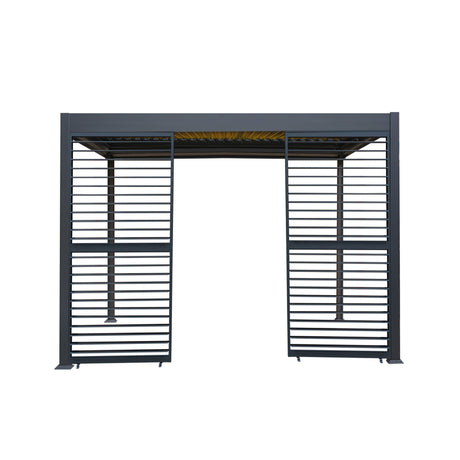 Aluminium Pergola With Anthracite Blinds, 2 x Side Panels & LED Lights - 3m x 3m