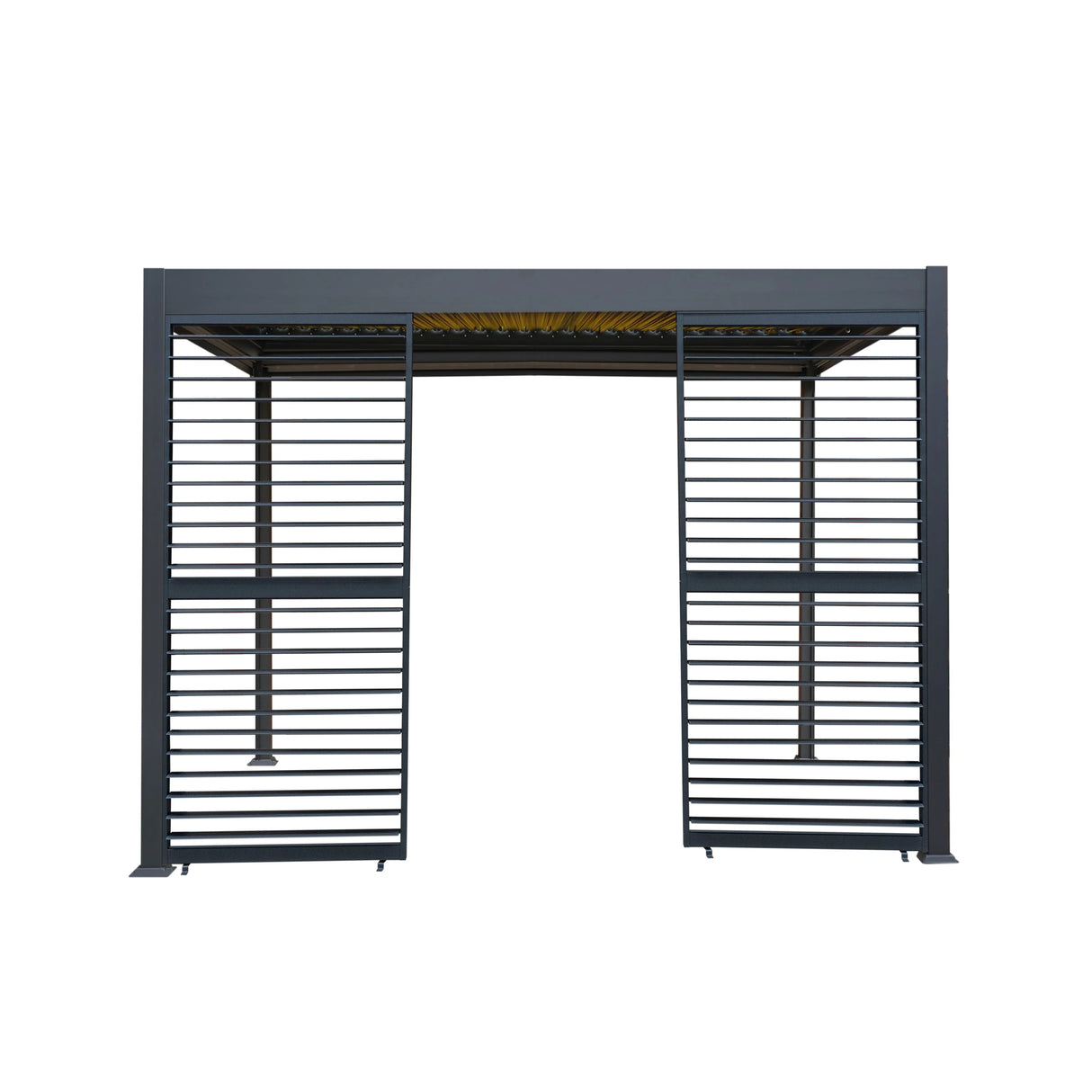 Aluminium Pergola With Anthracite Blinds, 2 x Side Panels & LED Lights - 3m x 3m