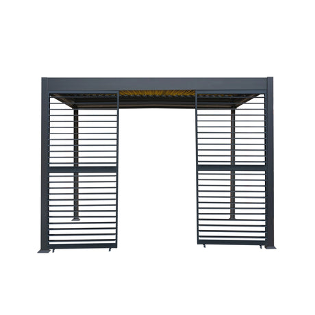 Aluminium Pergola With Anthracite Blinds, 2 x Side Panels & LED Lights - 3m x 3m