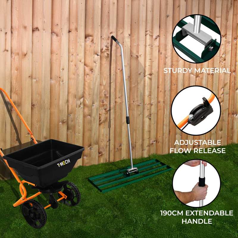 Rotary Spreader & 100cm Lawn Leveller - Green