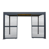 Anthracite Aluminium Pergola With LED Lights & 2 x Shutter Panels - 3m x 4m