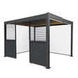 Anthracite Aluminium Pergola With White Blinds, 2 x Side Panels & LED Lights - 3m x 4m