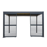 Anthracite Aluminium Pergola With White Blinds, 2 x Side Panels & LED Lights - 3m x 4m