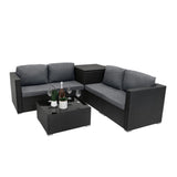 Serafina Rattan Modular 6 Piece Furniture Set – Black