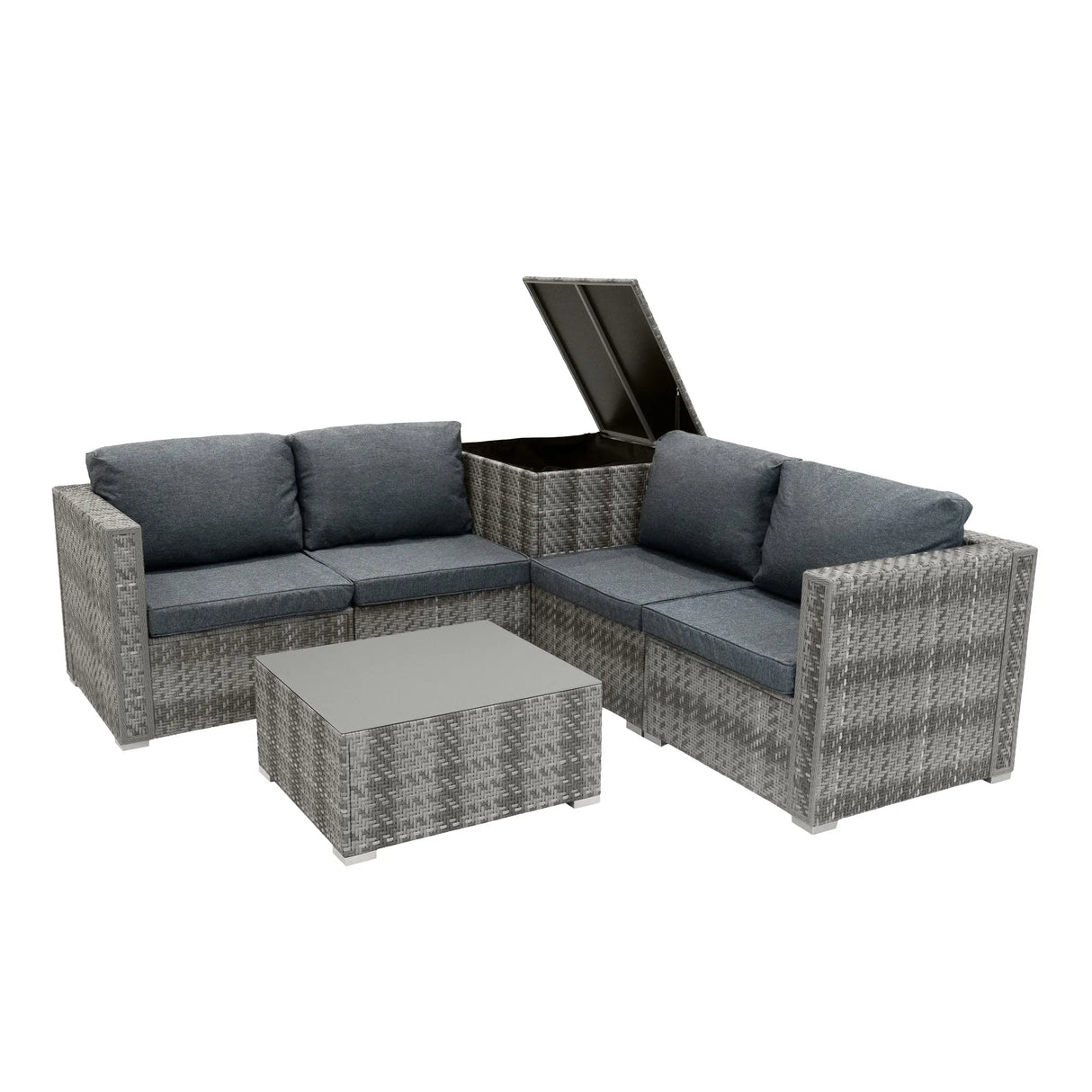 Rattan Modular 6 Piece Furniture Set  Grey