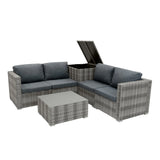 Rattan Modular 6 Piece Furniture Set  Grey