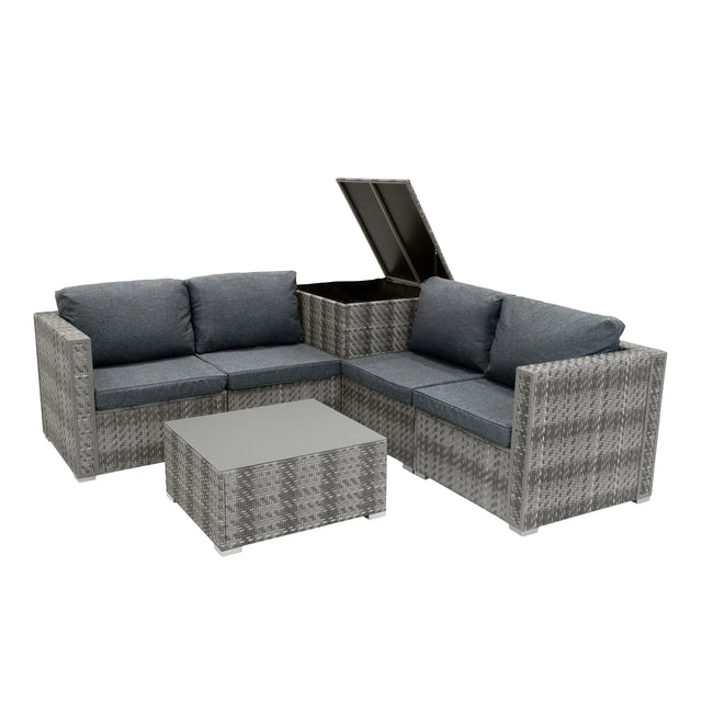 Rattan Modular 6 Piece Furniture Set  Grey