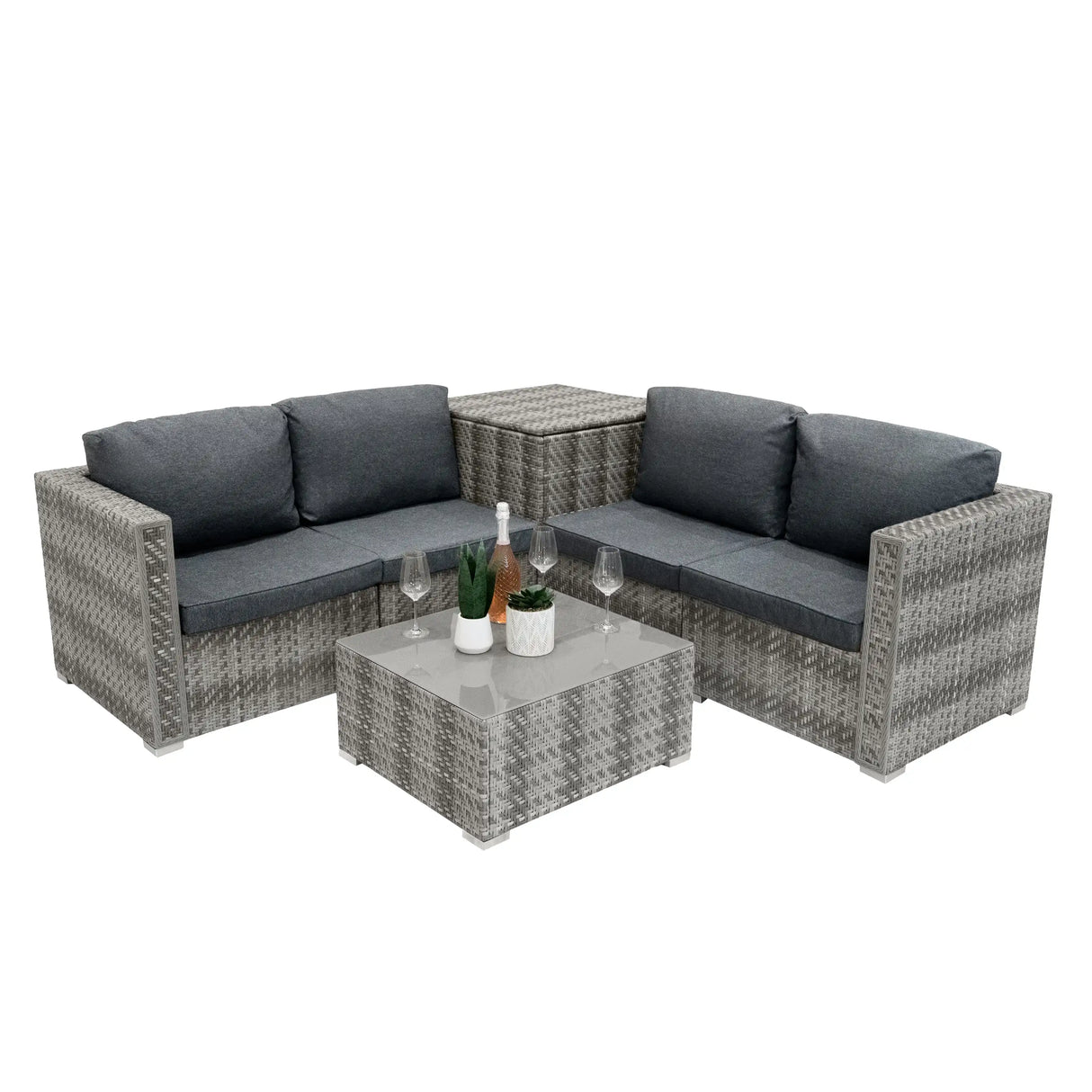 Rattan Modular 6 Piece Furniture Set  Grey