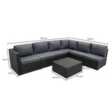 Serafina Rattan Modular 7 Piece Furniture Set & 700L Storage Box - Black